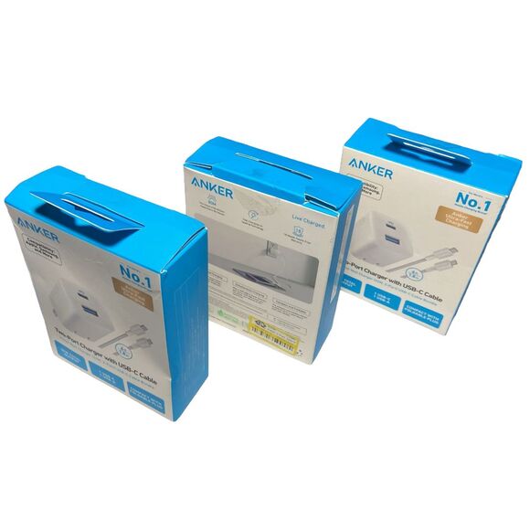 Anker 33W 2‑Port USB‑C Wall Charger + 6ft Cable White Lot of 3 NEW Box Wear - Picture 4 of 10